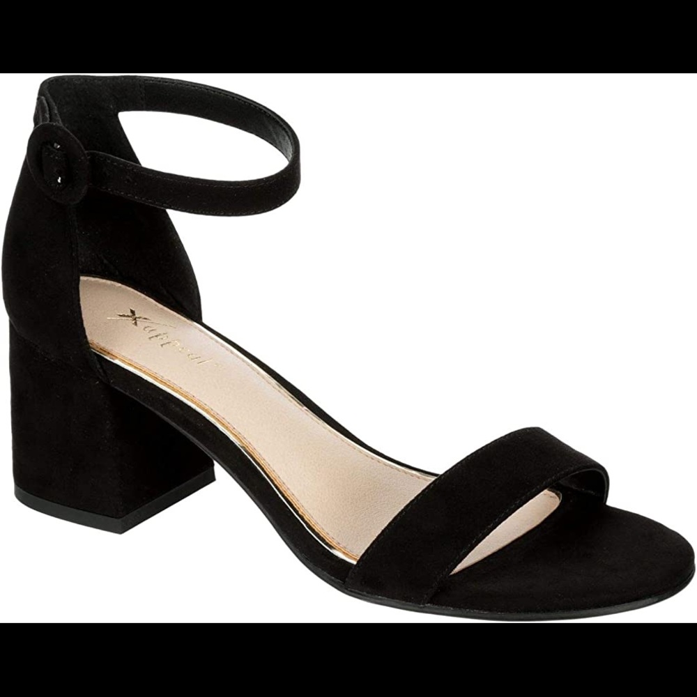 Faux Suede Block Heel Ankle Strap Sandal Dress Shoe
